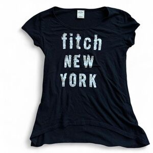 Navy Y2K vintage white sequin Abercrombie & Fitch New York tee #streetwear